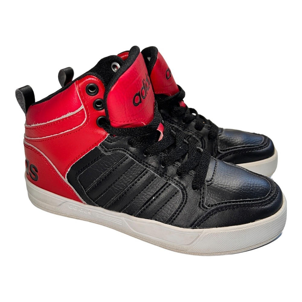 Adidas NEO 9tis Mid Sneakers Kids' Raleigh Size 3 Black Red Shoes AW5427